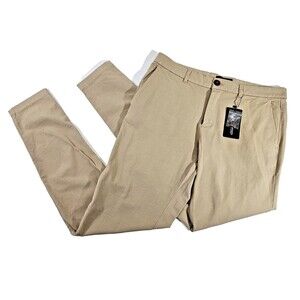 CCN Men's 36x34 Tailored Athlete Chino Trousers Cotton Khaki Pants Slacks NEW